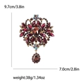 Spilla vintage in lega dorata con cristalli bordeaux, altezza di 9,7 cm - Viola