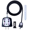Kaonashi No-Face 18W/20W charger case set with black spiral cable protector for iPhone - Half Body No-Face / Five-Piece Set