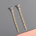 Elegant long gold tassel earrings featuring clear cubic zirconia drops for women - 8*0.4cm / Gold Round White Zircon
