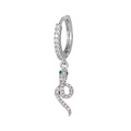 Close-up of snake hoop earrings in 18K gold plated copper with pavé white zircons - EH00745 White Gold