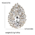 Elegant gold-tone alloy brooch featuring large clear crystals in a teardrop design - Gold Base White