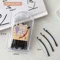 Black wavy bobby pins set in transparent storage box with 5cm clip length - 5# Archery Bear Curved Pins 30Pcs Box