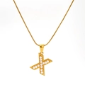Collier doré avec pendentif lettre X incrusté de perles et chaîne serpent élégante - Lettre X (SP723G-X)