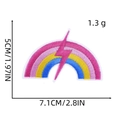 Detail view of pink rainbow embroidery patch with dimensions 7.1cm x 5cm for clothing - 10# Rainbow Lightning