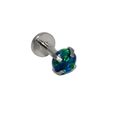 Pendiente de rosca plana en T con base plateada e incrustación de ópalo azul - Plata Opale Verde Azul