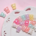 Macro shot of colorful gummy bear resin beads for DIY jewelry making on a white plate - Iridescent Medium Jelly Bear Beads Mixed Colors / Price per Piece