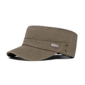 Dunkelbeige Militärmütze für Herren aus Baumwolle mit Metalllogo und Belüftung - Verstellbar / Armeegrün
