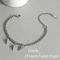 316L stainless steel twisted chain bracelet with spike pendants and 6mm width - 18+4CM / Steel