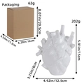 White heart-shaped resin vase with product packaging dimensions and weight specifications - White Heart Vase