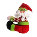 Plush Christmas Santa Claus figure in yoga sitting pose with red and green knit outfit - 75A-Santa Claus