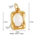 Gold plated copper pendant with oval white opal stone and detailed size measurements - L229117-Opal Gold