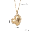 Golden heart necklace with white zirconia stones including size dimensions and weights - Zircon Edge Plain Heart 1782