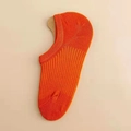 Chaussettes invisibles orange vif en coton côtelé avec coupe basse et antidérapantes - Taille unique / Rouge Orangé