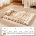 Thick plush pet blanket with pillow in beige, available in multiple sizes from S up to XXL - S / Apricot