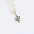 Gouden cactus ketting met iriserende inleg en een met diamanten bezette oog - Cactus XL3497-1