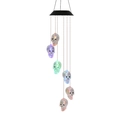 Solar powered Halloween skeleton wind chime with multi-color LED glowing skull lights - Colorful Skull
