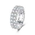 Classic silver ring featuring double row of clear moissanite stones in micro-pave setting - US 5 / Double Row Pave Band-Silver