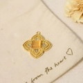 Vintage gold pendant with orange square stone and white zircons on beige fabric - Pendant Only (Without Chain)-Floral Orange Zirconia (SAC23061913)
