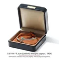 Portagioie in pelle PU nera con fodera in velluto marrone e bracciale a forma di serpente - Scatola per bracciali rigidi (Scatola per gioielli in pelle PU con cupola e targhetta dorata) / Acqua