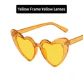 Sparkly heart shaped sunglasses with glittery yellow frames and matching yellow lenses - Yellow Frame Yellow Lens