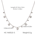 Collana a sfere d'argento con zirconi che mostra dettagli su lunghezza e peso specifico - Collana con Grande Zirconia Argentata (HC-N40510-S)