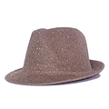 Cappello estivo da donna in maglia marrone chiaro con paillettes dorate - M (56-58cm) / Rosa carne