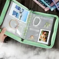 Mint green zipper binder jewelry organizer with transparent PVC storage inner bags - Green (With 50x3-inch + 10x5-inch Bags)