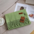 Solid grass green cashmere-feel scarf with elegant fringe and premium brand tags - 20# Avocado Green