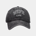 Berretto da baseball vintage lavato antracite con scritta WIFE LIFE per la protezione solare - Nero