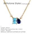 Halskette mit 14k Goldbeschichtung und hell- sowie dunkelblauen Zirkonia-Anhängern - März Hellblaues Quadrat Königsblauer Tropfen