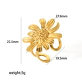 18k vergoldeter Titanstahl-Gänseblümchen-Ring mit präzisen Größenangaben und Maßen - Gänseblümchen-Offener Ring(TR4188-G)