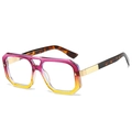 Polygon-Sonnenbrille mit lila-gelbem Farbverlauf und Bügeln in Schildpatt-Optik - Lila Gelb Klare Linsen