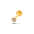 F136 titanium gold stud earring with 3mm round cubic zirconia and flat back - Gold