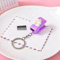 Mini purple stapler keychain with cute cloud star and moon accents plus extra staples - Star Cloud