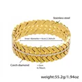Dettaglio del bracciale a V in oro in acciaio inossidabile con zirconi e dimensioni - Bracciale Oro con Taglio a V Svuotato (Z080)