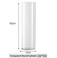 Transparent cylindrical acrylic vase, large size 60cm height and 20cm diameter for flowers - Transparent Round Straight Bucket (20*60); Flower Bucket
