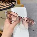 Chic transparent frame sunglasses with pink tinted lenses and slim metal temples - Transparent Frame Pink Lenses