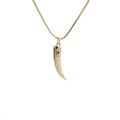 Goldene Wolfszahn-Halskette mit Evil Eye Anhänger an einer hochwertigen Box-Kette - Gold Böser Blick Wolfszahn