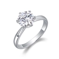 Classic S925 silver six-prong moissanite solitaire ring with brilliant round cut stone - 2 Carats Of White Gold / Us Size 4.5#