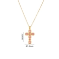 Cross necklace in gold finish featuring pink zircon inlay and luxury pave diamonds - Colorful Pink Zircon Cross (A1676)