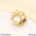 Golden cat paw charm with white enamel for DIY bracelets, 15x14mm stainless steel bead - White (KLJ10206-ZLA)
