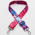 Adjustable woven shoulder strap with colorful geometric patterns and black metal hooks - Style 356 / Gunmetal