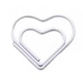 Minimalist white heart-shaped paperclip made of coated metal wire for office decor - White