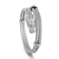 Bracciale a cavo con testa di drago argento da uomo con trama intrecciata punk 8mm - Colore Acciaio (KB157945-KFC)