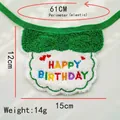 Green and white fleece pet birthday bib with colorful HAPPY BIRTHDAY embroidery - Green Bib
