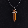 Tiger Eye hexagonal point pendant necklace with silver clasp and black cord - Tiger's Eye