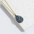 Golden Evil Eye teardrop pendant necklace with blue and white zircon micro-inlay - Teardrop (Gunmetal Black)