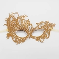 Elegant gold bronzing lace mask with sparkling rhinestones for masquerade parties - Rhinestone Gold Phoenix (5706668349847)
