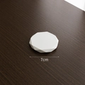 White 7cm geometric polyhedral jewelry display stand on a dark wood table background - Small Beveled Round Tray