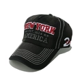 Detail of 3D New York embroidery and white contrast stitching on black cotton baseball cap - M(56-58cm) / Black